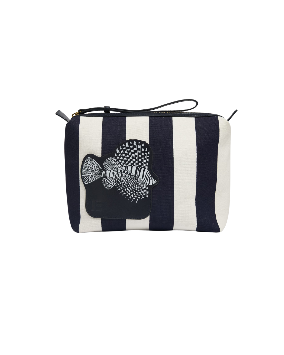 Trousse City Tasca Poseidon bleu marine coton et cuir italien 29x17x8 cm