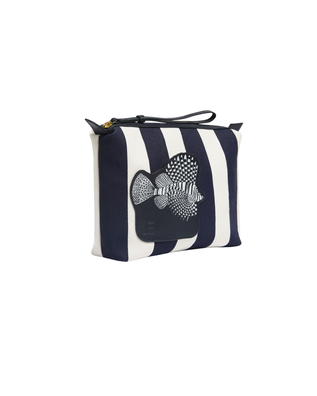 Trousse City Tasca Poseidon bleu marine coton et cuir italien 29x17x8 cm