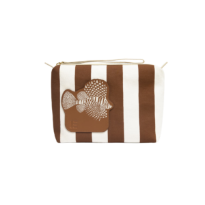 Trousse City Tasca Poseidon marron coton et cuir italien 29x17x8 cm