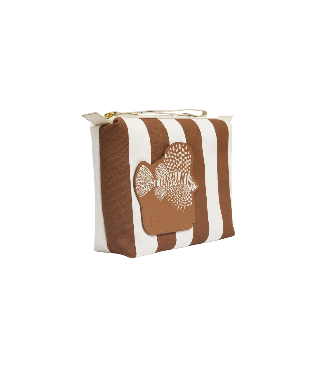 Trousse City Tasca Poseidon marron coton et cuir italien 29x17x8 cm