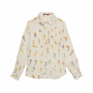 Chemise en lin femme motif Surfeuses du Feu