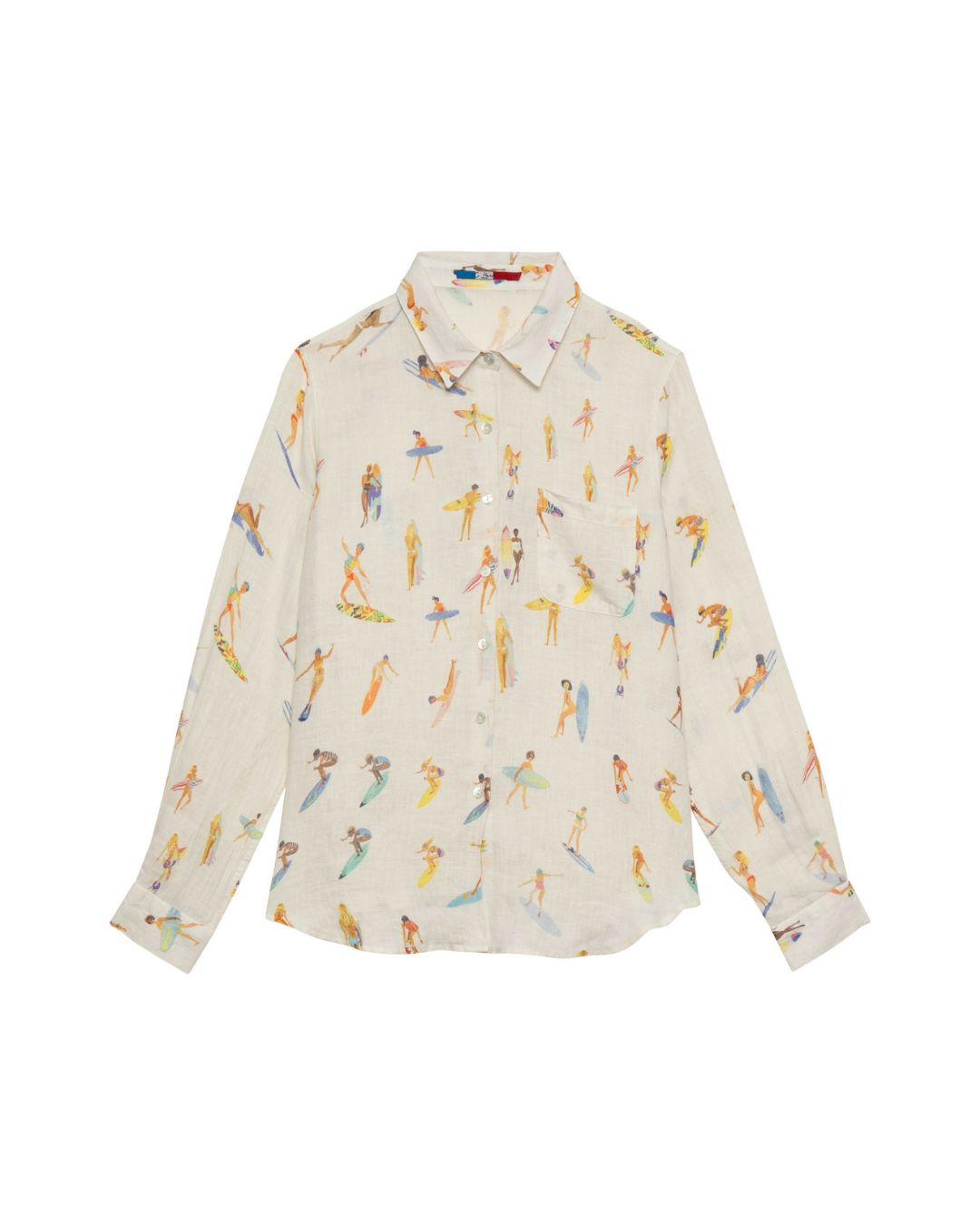 Chemise en lin femme motif Surfeuses du Feu