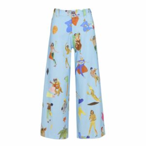 Pantalon femme en lin coupe évasée Music Cut Sky