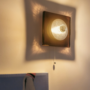 Applique murale verre ambre et acier brossé design italien