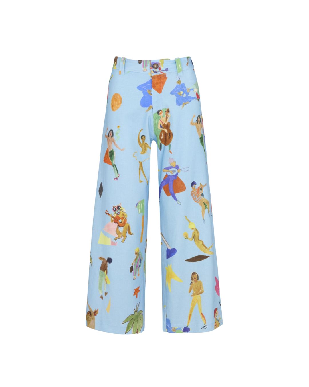 Pantalon femme en lin coupe évasée Music Cut Sky