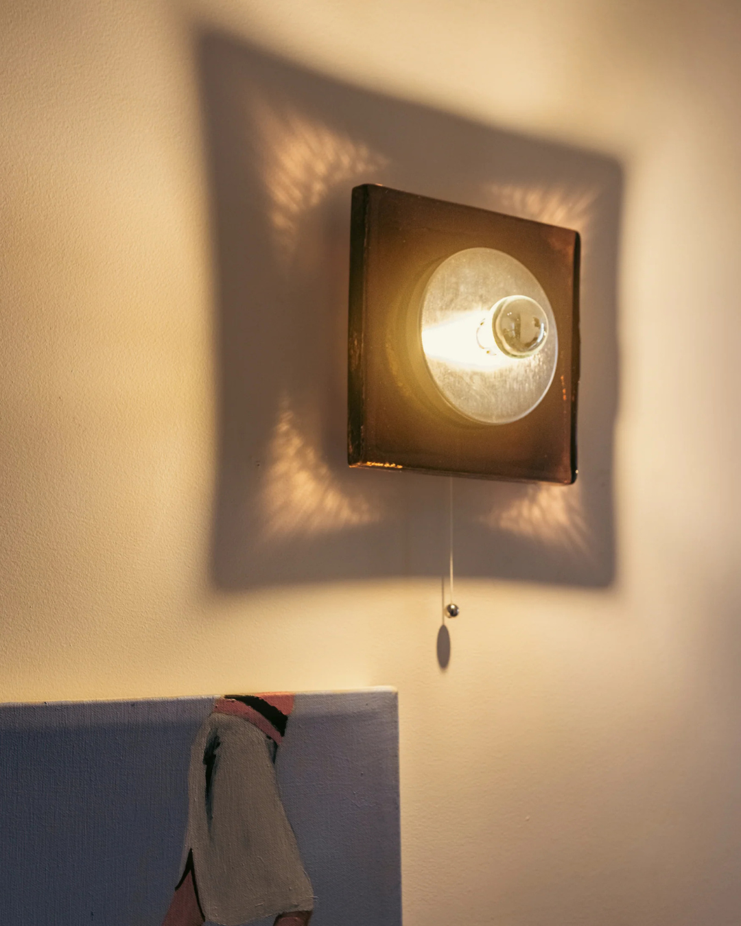 Applique murale verre ambre et acier brossé design italien