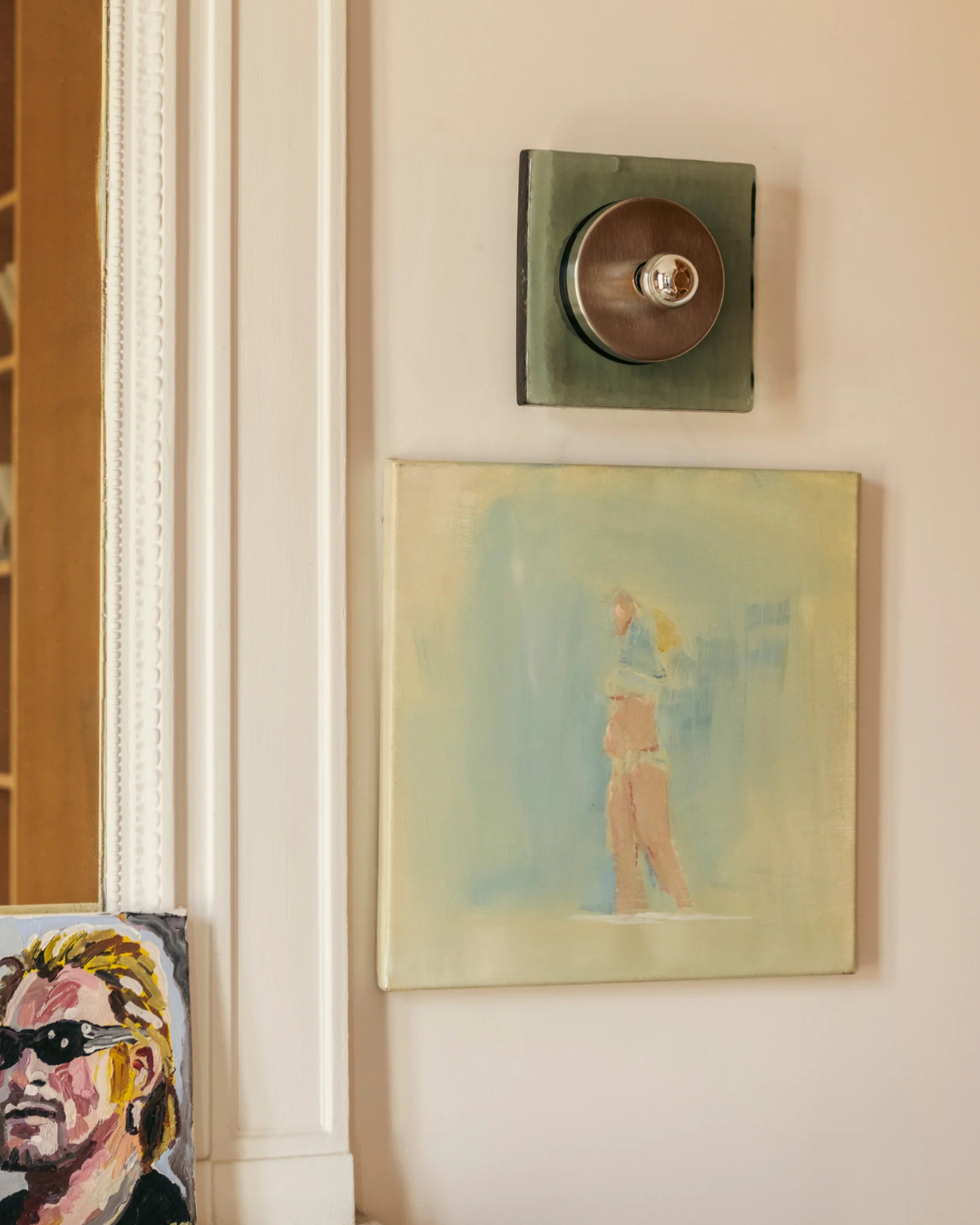 Applique murale verre vert et acier brossé design italien