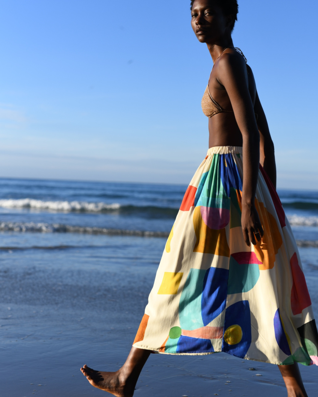 Jupe longue femme en viscose fluide motif Creamy Speech