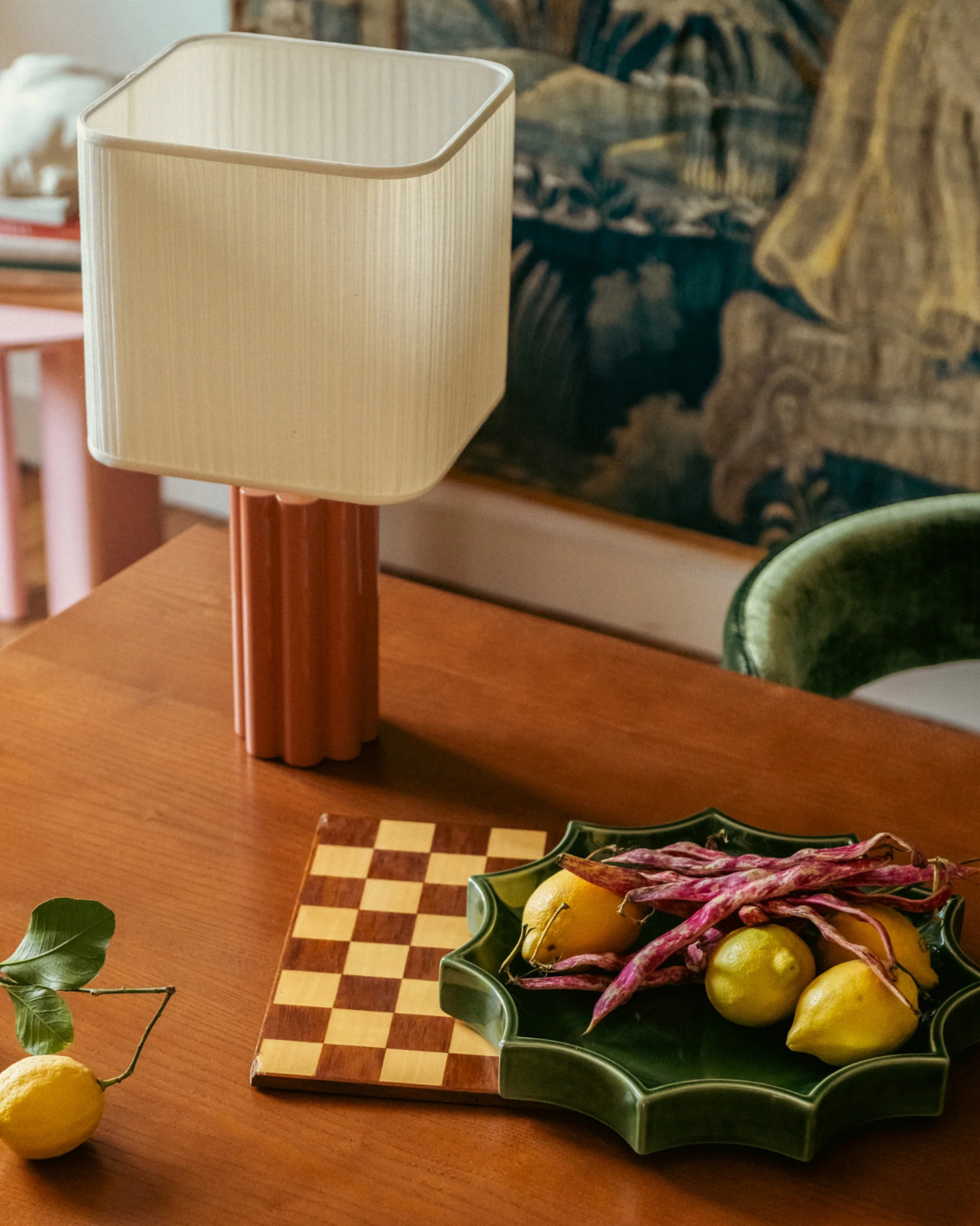 Vide-poche vert en céramique émaillée brillante modèle TASCA