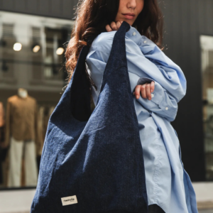 Sac hobo épaule Richelieu en denim brut grand format en coton recyclé avec poche intérieure