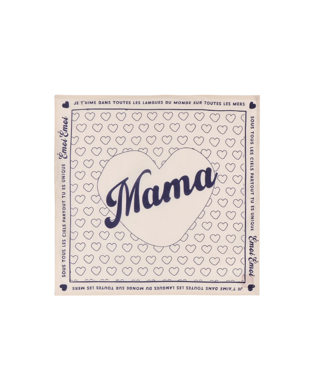 Bandana ivoire Je t’aime Mama en coton avec message poétique et motif imprimé