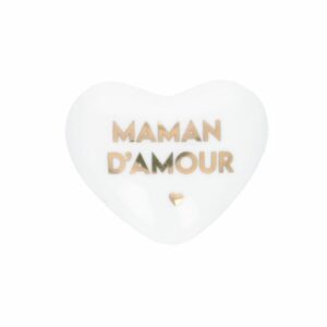 Petit cœur en céramique blanche Maman d’amour