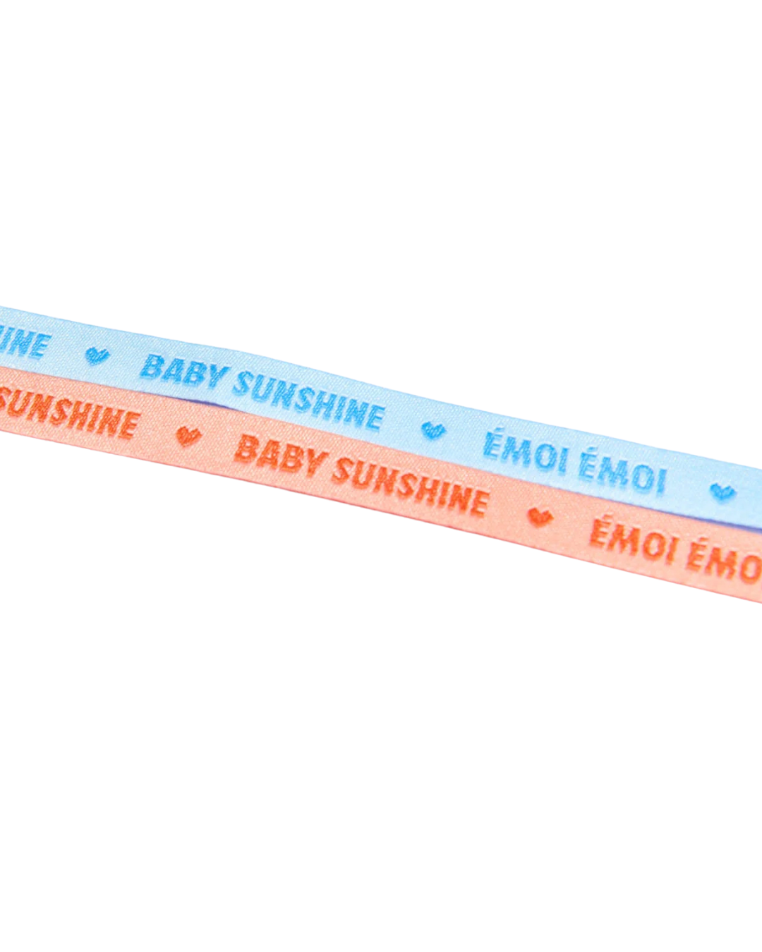 Duo de bracelets liens Sunshine en ruban jacquard avec message à partager ajustable par noeud