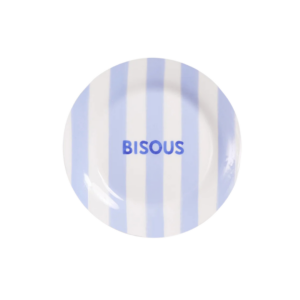 L'assiette rayée Bisous en porcelaine - 19 cm