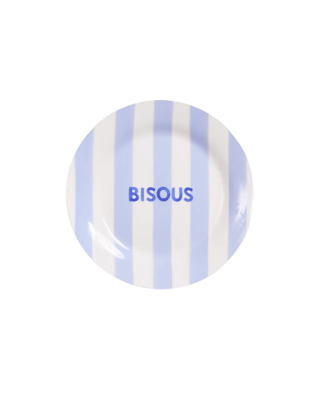 L'assiette rayée Bisous en porcelaine - 19 cm