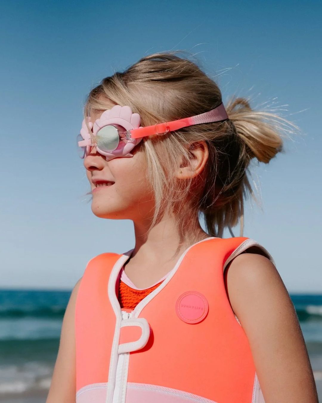 Lunettes de natation enfant sirène rose avec protection UV et verres anti-buée