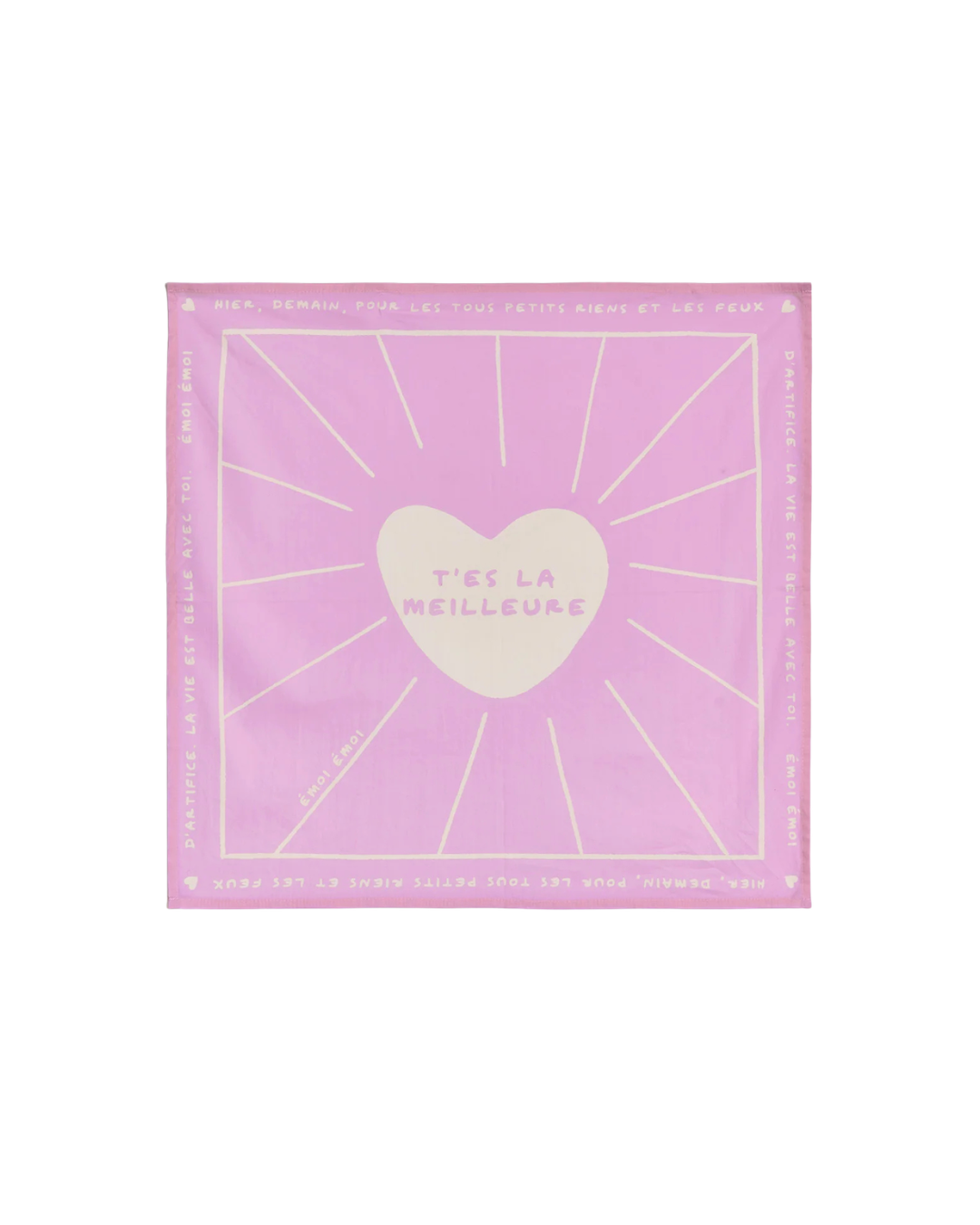 Bandana en coton avec messages Tu es la meilleure Merci d’être là Soleil de ma vie motif imprimé