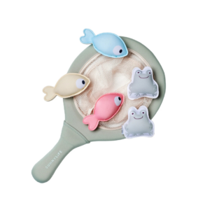Jeu de pêche enfant avec raquettes et jouets flottants pour piscine et bain en caoutchouc naturel