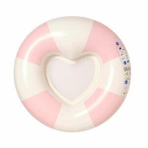 Bouée gonflable cœur rose rayée Sunnylife pour piscine et plage
