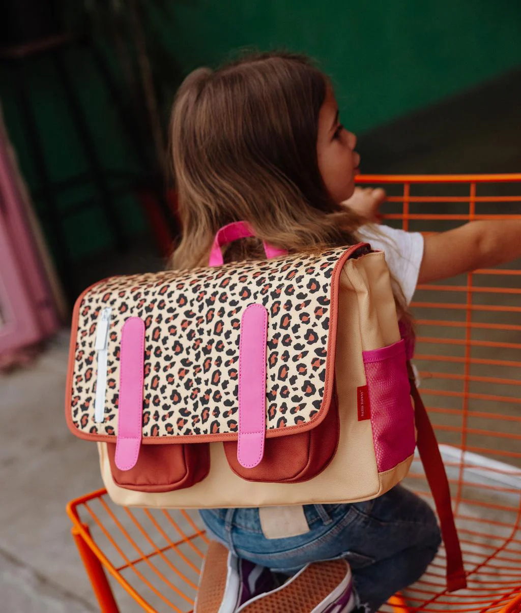 Cartable enfant Léopard Hello Hossy avec imprimé léopard pour l'école