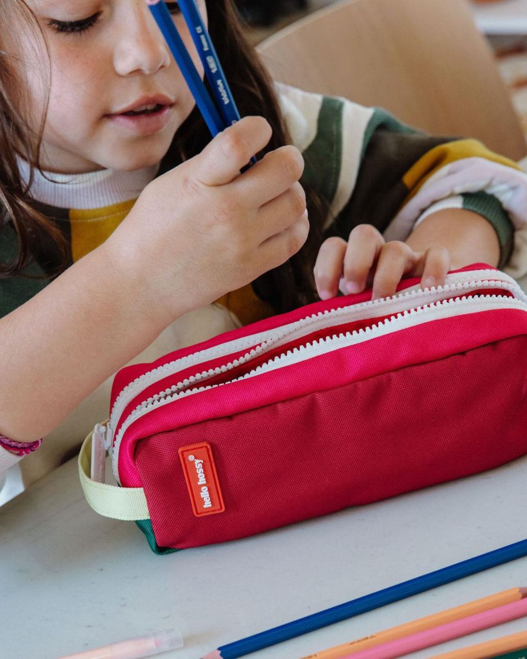 Trousse double compartiment enfant Mini Pastèque Hello Hossy colorée