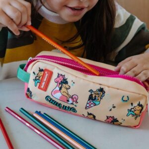 Trousse double compartiment enfant Unicorn Hello Hossy avec motif licorne coloré
