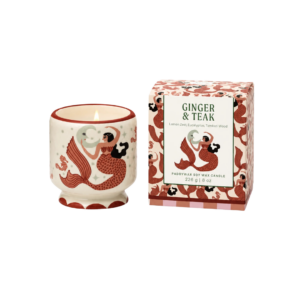Bougie Paddywax Mermaid & Moon en céramique illustrée parfum Gingembre et Teck.