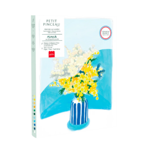 Coffret peinture au numéro Mimosa Petit Pinceau avec illustration florale de Maguelone du Fou.