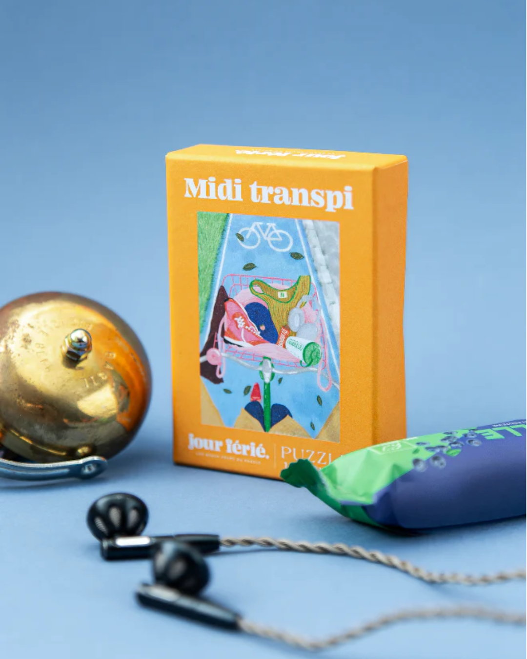 Mini puzzle 100 pièces Midi Transpi illustrant une pause sportive entre midi et deux.
