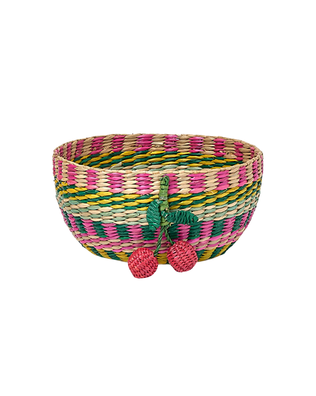 Panière en paille en forme de cerise tressée à la main en fibre végétale.