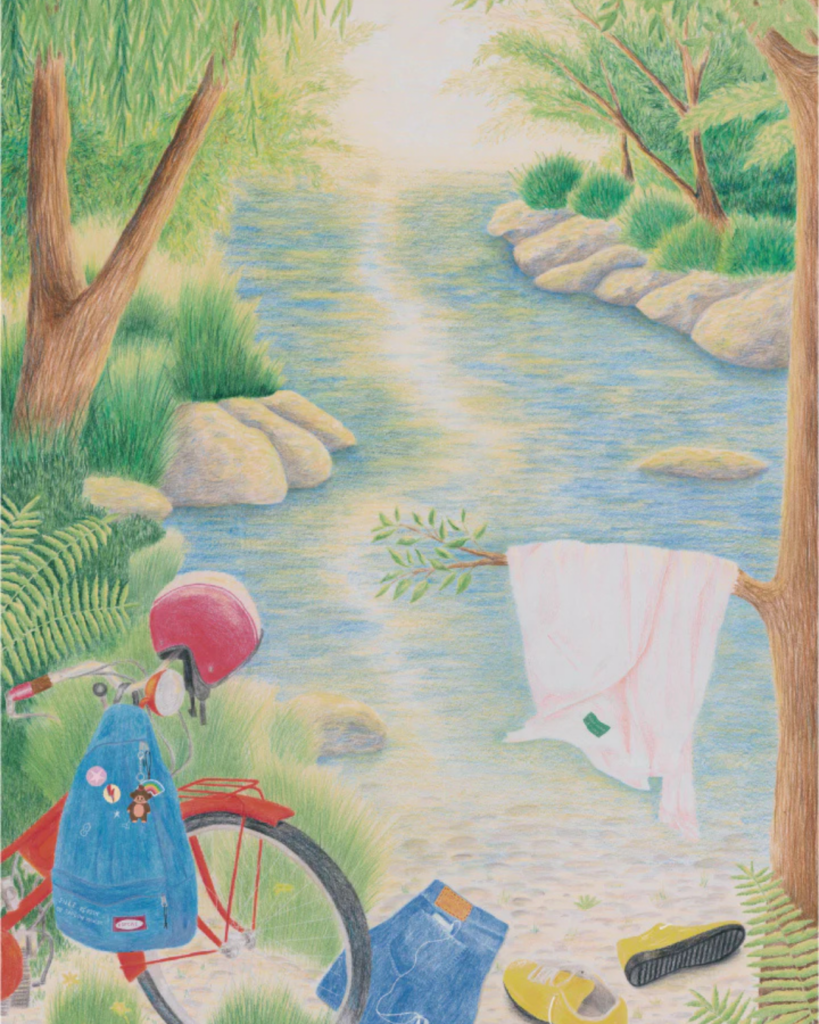 Puzzle 1000 pièces Faire Trempette Jour Férié illustrant une baignade dans une rivière en pleine nature.