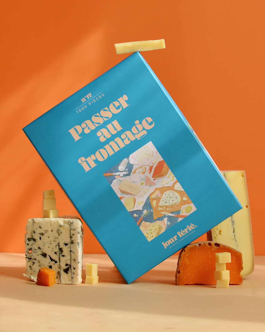 Puzzle 1000 pièces Passer au Fromage Jour Férié représentant un plateau de fromages français.