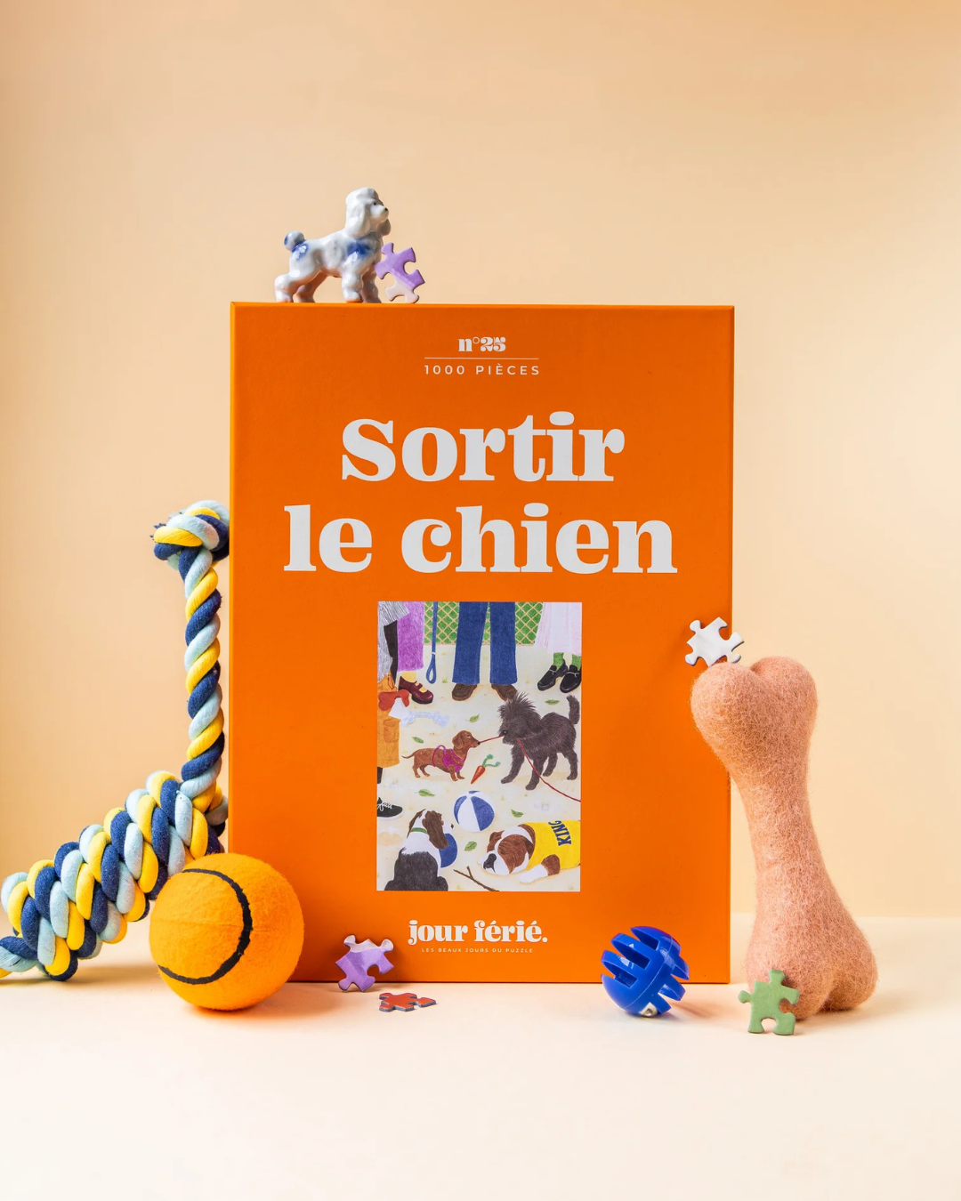 Puzzle 1000 pièces Sortir le Chien illustrant une promenade conviviale au parc avec plusieurs chiens.