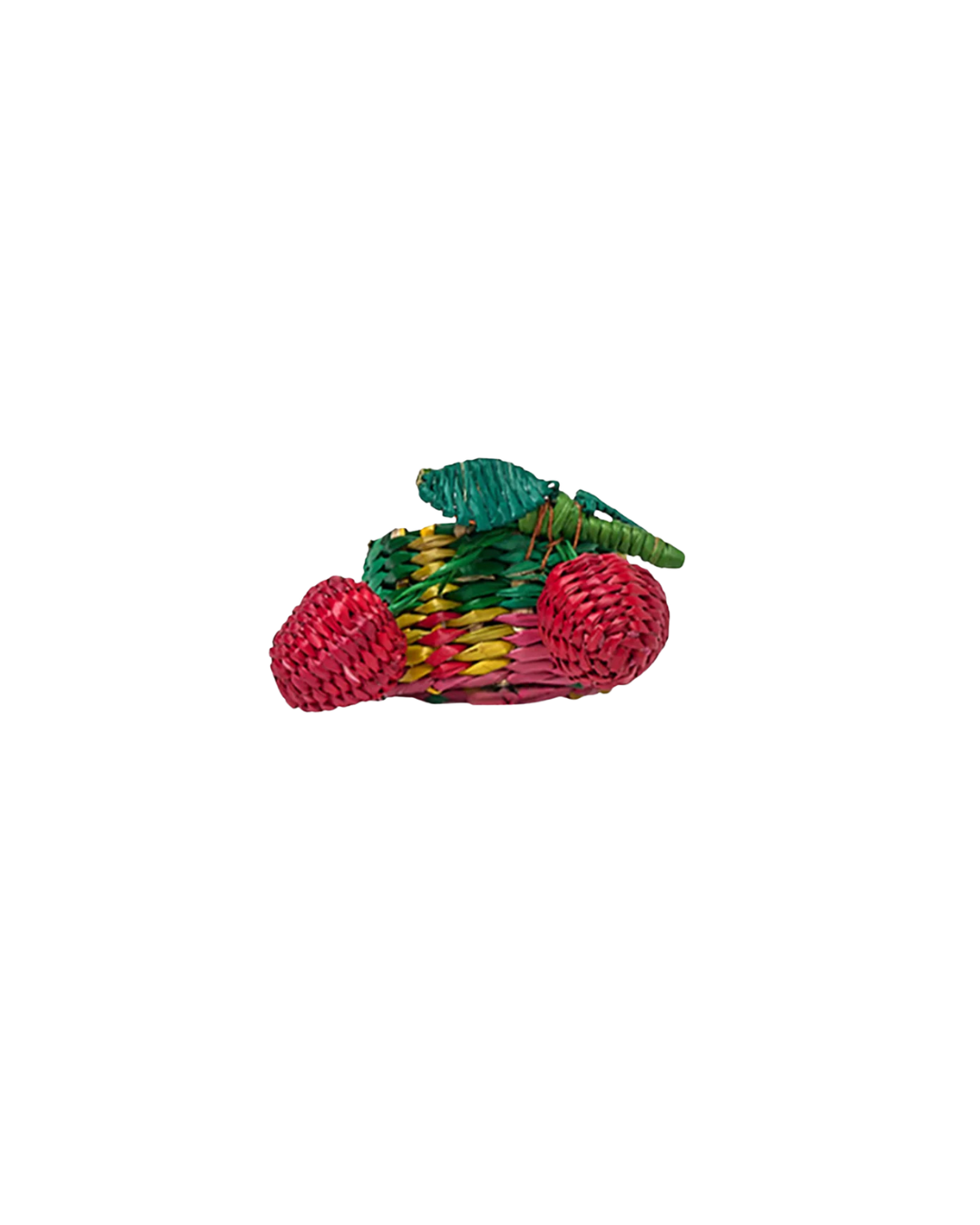 Rond de serviette en paille en forme de cerise tressé à la main en fibre végétale.