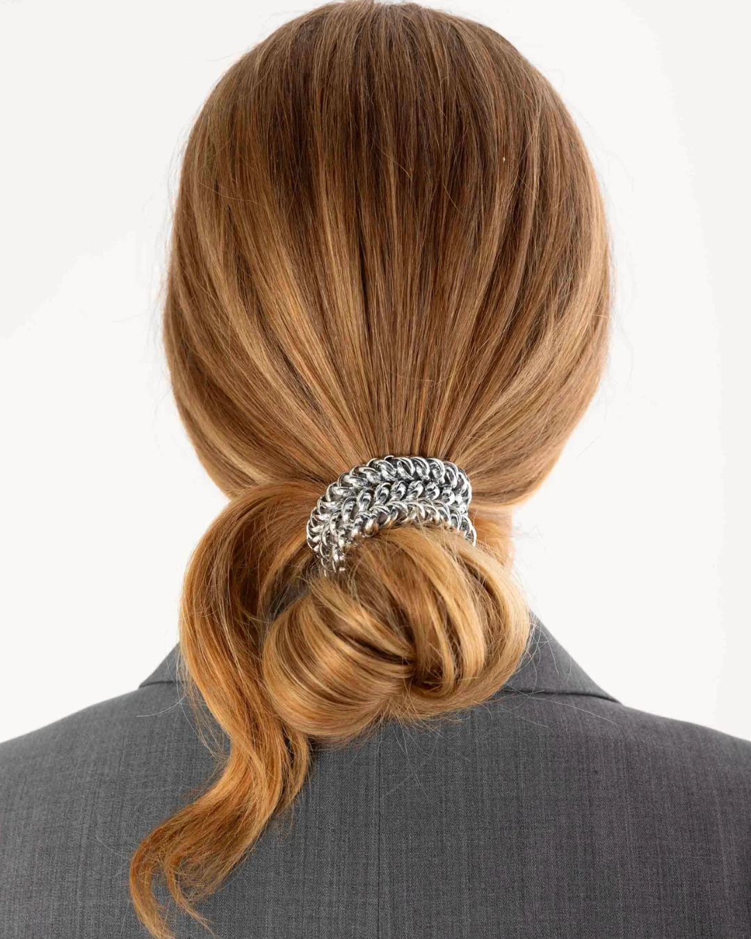 BICHOUS® Chaîne argenté, élastique bijou pour cheveux avec chaîne argentée fabriqué en France