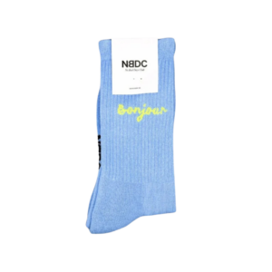 Chaussettes Bonjour bleues en coton bio