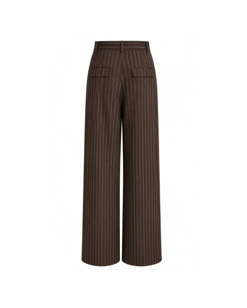 Pantalon Malo chocolat à rayures, coupe large