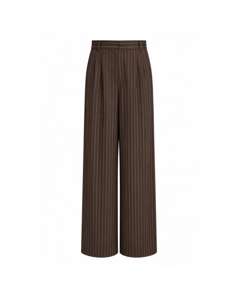 Pantalon Malo chocolat à rayures, coupe large
