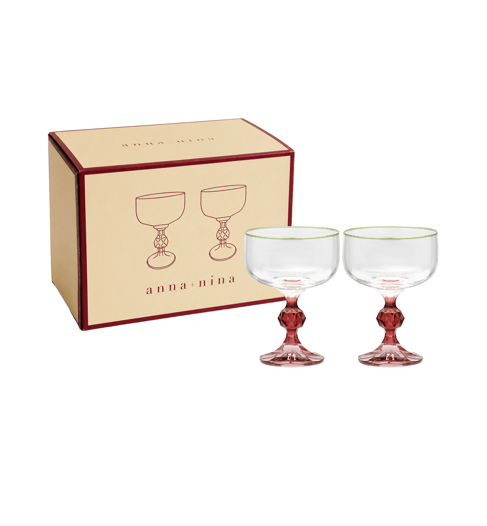Lot 2 verres a cocktail Harper rose Anna Nina