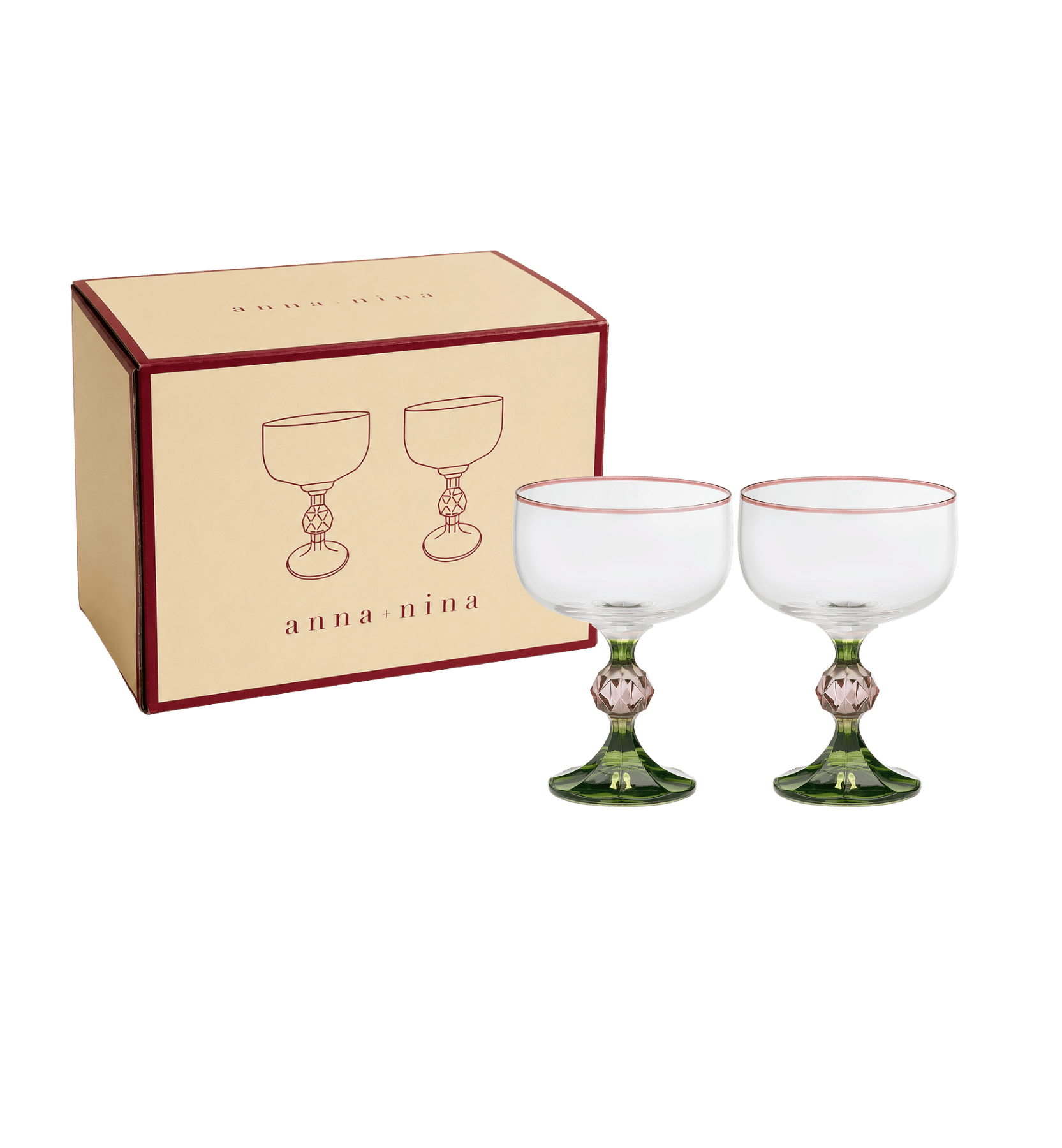 Lot 2 verres a cocktail Evy vert Anna Nina