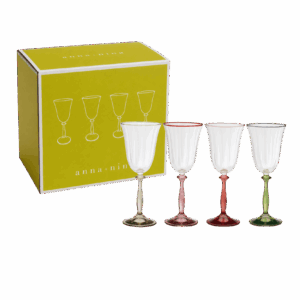 Lot 4 verres a vin Anna Nina clairs multicolores