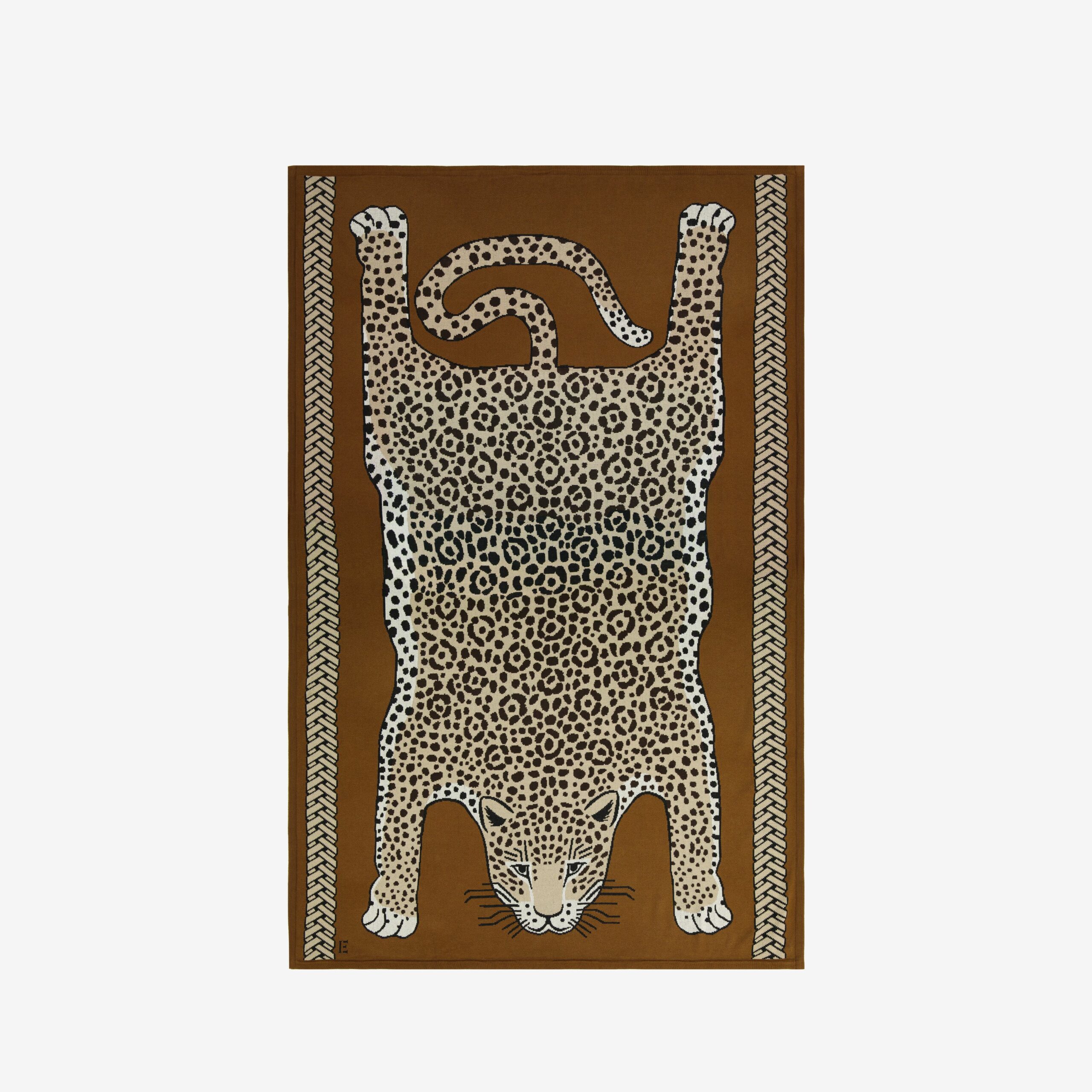 Plaid Leopard Inoui Editions coloris Beige, vue à plat