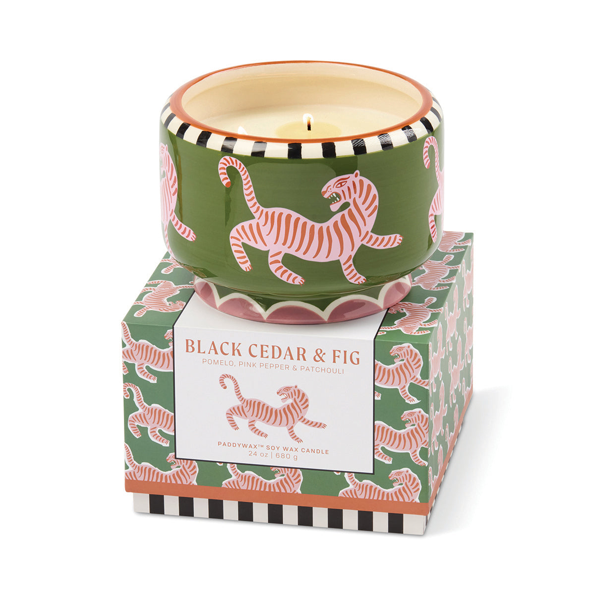 Bougie ceramique tigre A Dopo Paddywax figue 680g