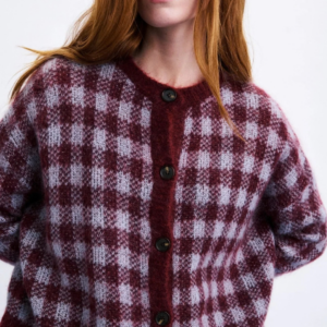 Cardigan Aomori Bordeaux femme motif vichy