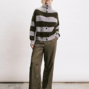 Cardigan Josh kaki femme oversize à rayures