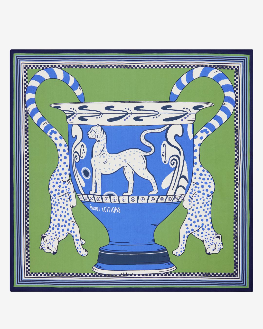 Carré de soie Collectionneur Vert Inoui Editions 55 × 55 cm avec imprimé artistique exclusif en 100 % soie.