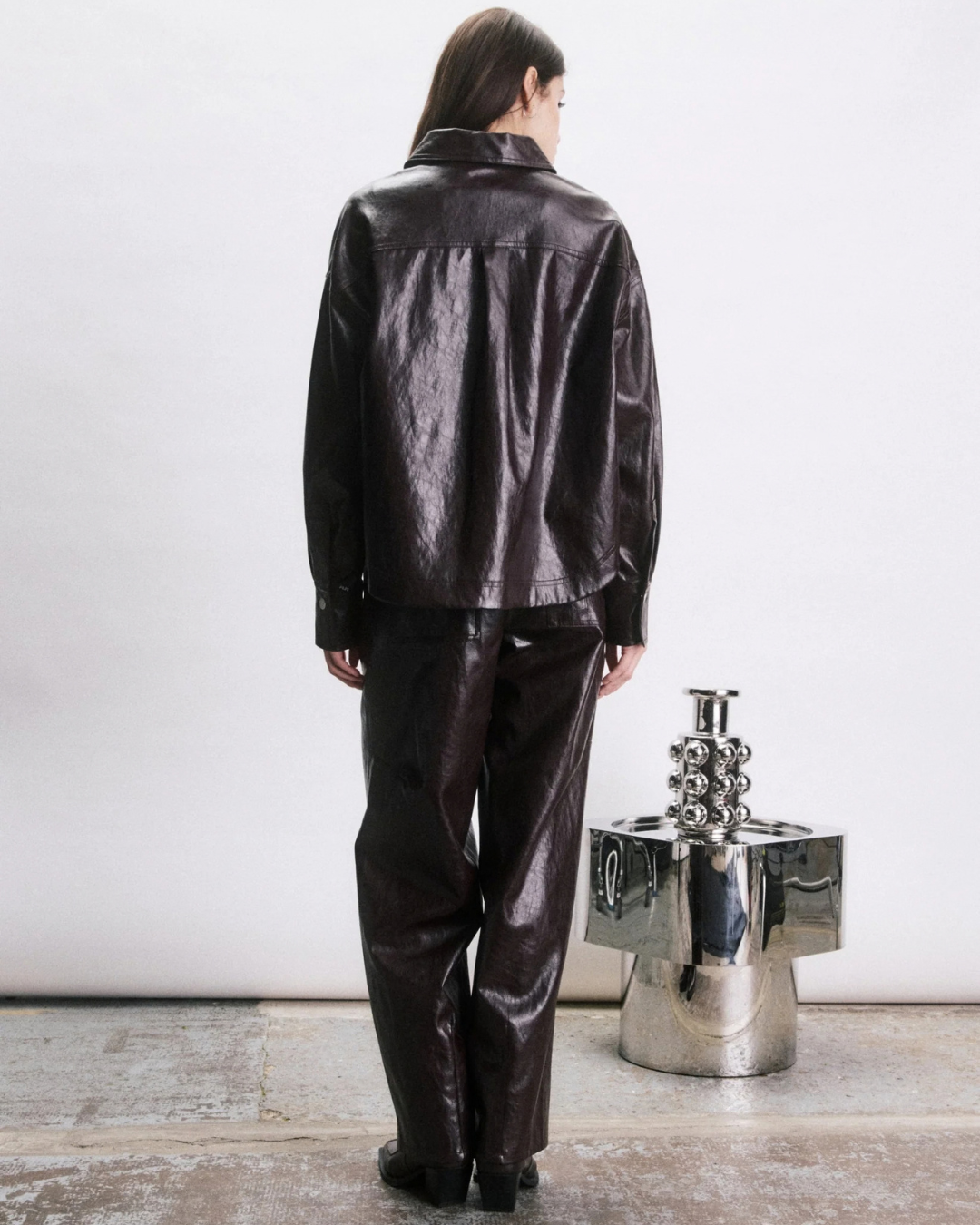 Chemise Elliot Bordeaux oversize effet similicuir