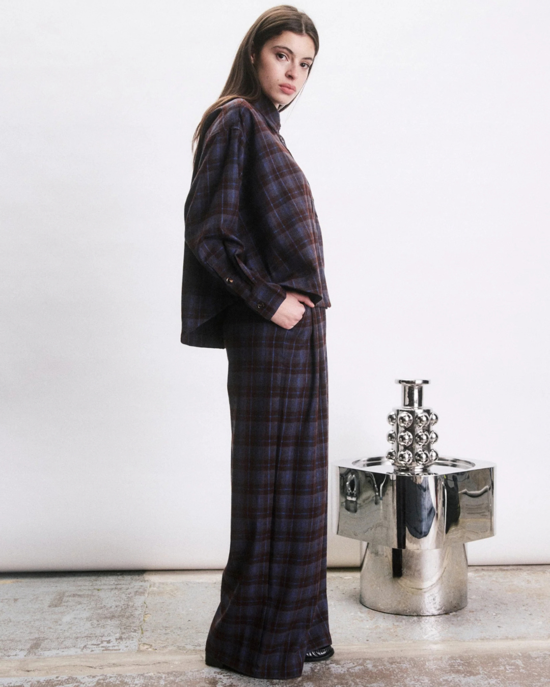 Chemise Romain bordeaux oversize à carreaux