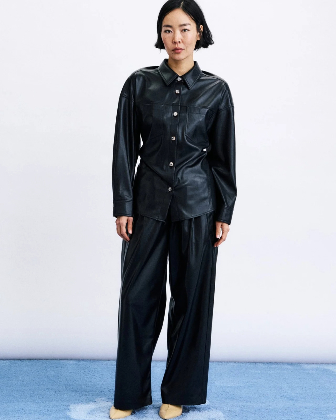 Chemise Takayama Noir femme en simili cuir
