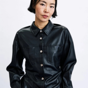 Chemise Takayama Noir femme en simili cuir